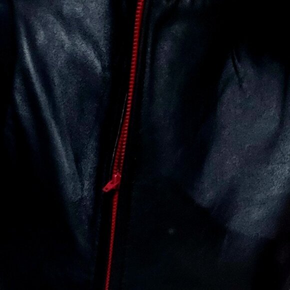Black Leather Vest Red Zipper & Lining - Picture 7 of 10